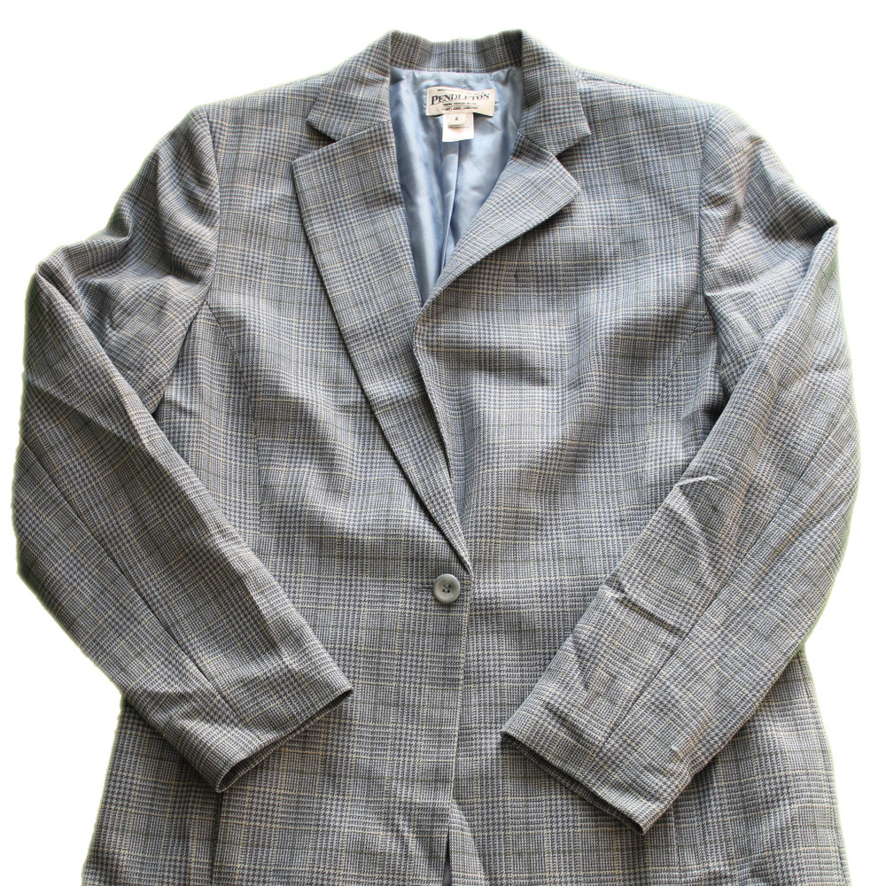 Pendleton Vintage Suit Jacket Blue Plaid - image 1